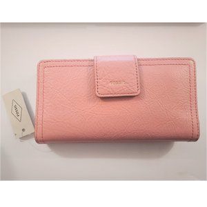 Fossil Logan RFID Tab Clutch Wallet Rose Dust Pink NWT